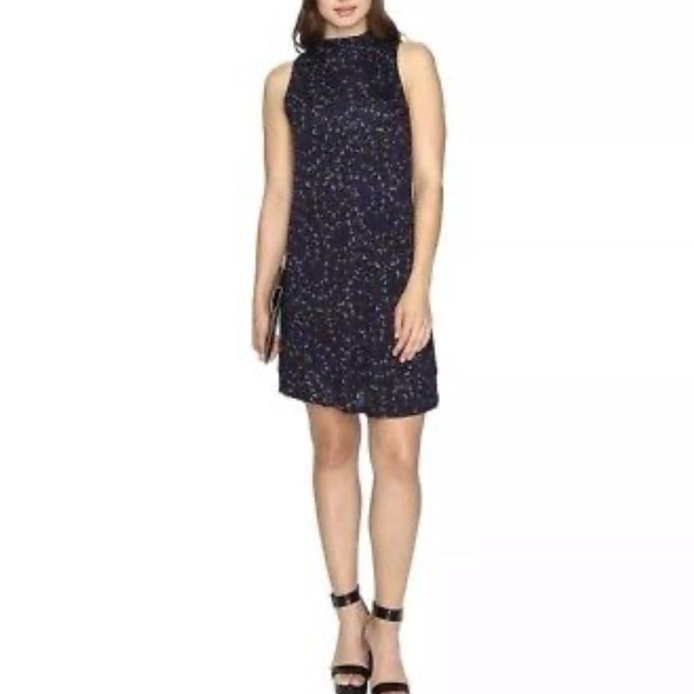 Kensie Women's Eye Of The Storm Printed Mock-Neck Dress Purple Combo Size Medium